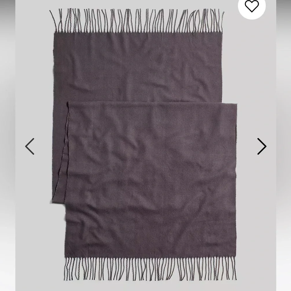 Madewell Fringed Scarf Cozy Supersoft Shawl Gray Coal Off Black Fringe NH397